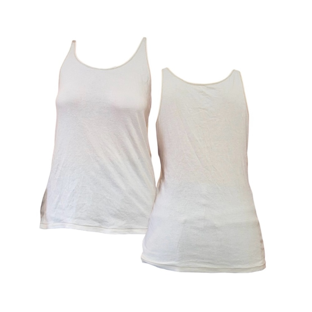 White Cotton Tank Top - Classic Scoop Neck